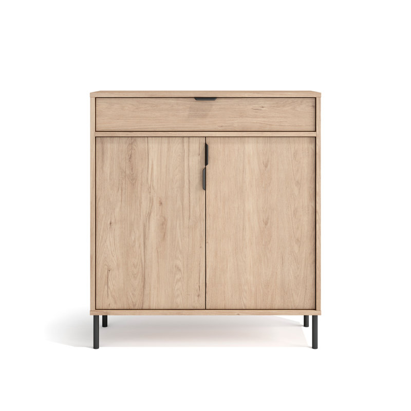 16 Pair Shoe Storage Cabinet, Light Oak