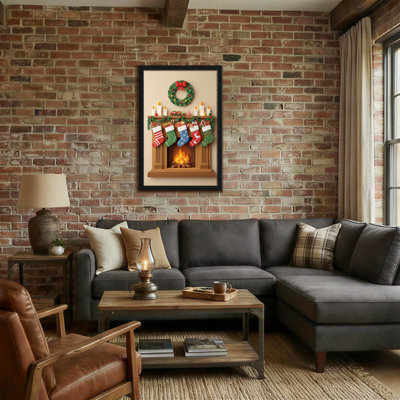 Christmas Christmas Mantel With Stockings And Fireplace