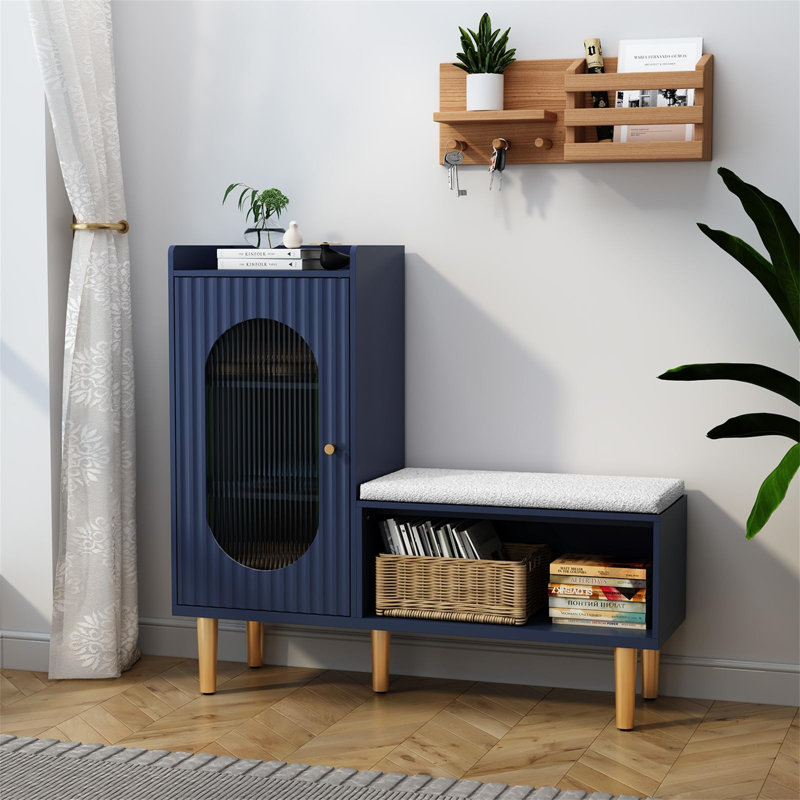 9 Pair Shoe Storage Cabinet, Blue