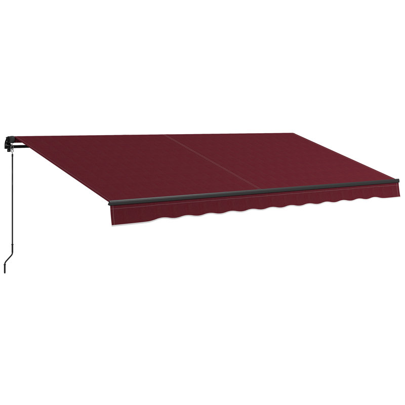 Auvent de terrasse rétractable en polyester de 59,1 po de largeur Outsunny, H 59,1 po x l 177,2 po x P 118,1 po, Rouge vin