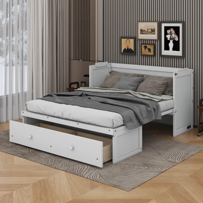 Lit escamotable avec port USB et tiroir