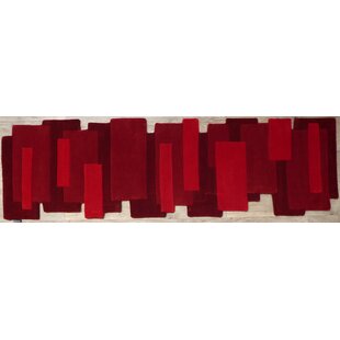 Runner Pebbles Geometric Hand Woven Woven 70x140 Red Area Rug