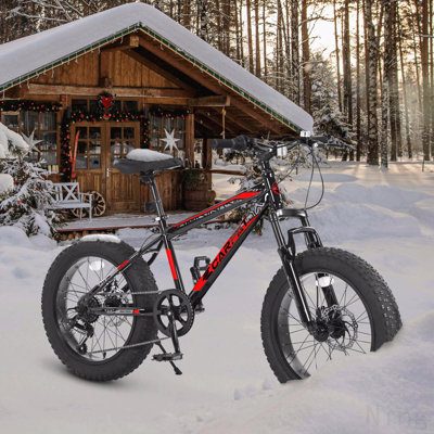 20 Inch Mountain Bike For Kids And Teenagers, High Carbon Steel Frame, Disc Brakes, Durable Wide Tires, Front Suspension, 7-Speed, Ideal For Snow And Off-Road Riding