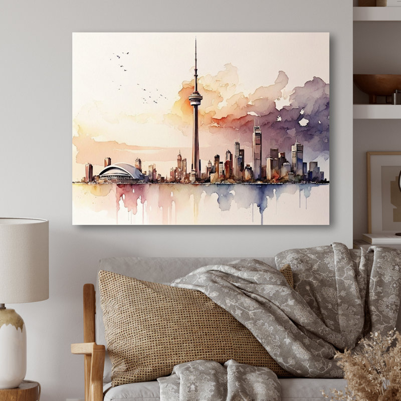 Toronto Skyline VII - reproduction sur toile, H 12 po x l 20 po x P 1 po, Toile tendue