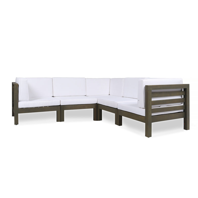 Canapé modulaire d'extérieur 30,25 po avec coussins, Structure grise / coussin blanc