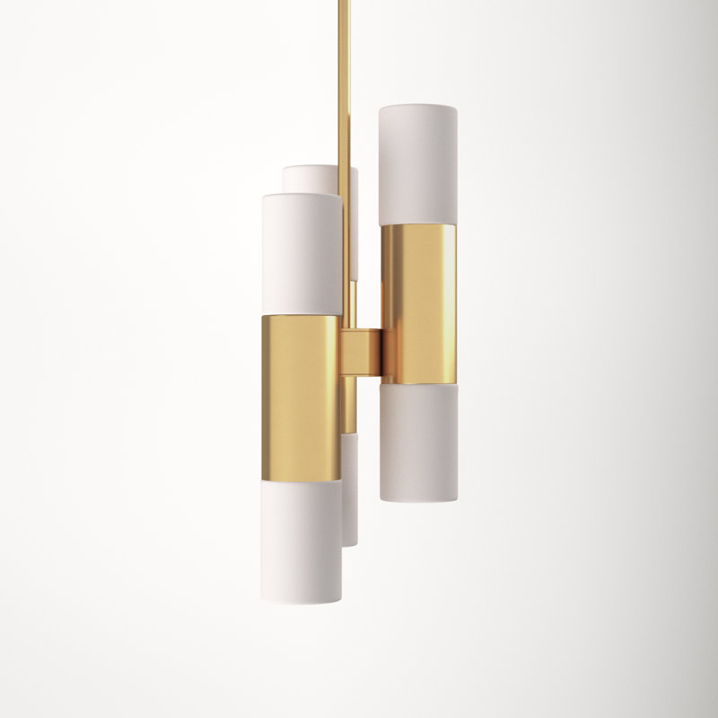 Otto 6 - Light Cylinder Chandelier, Aged Brass