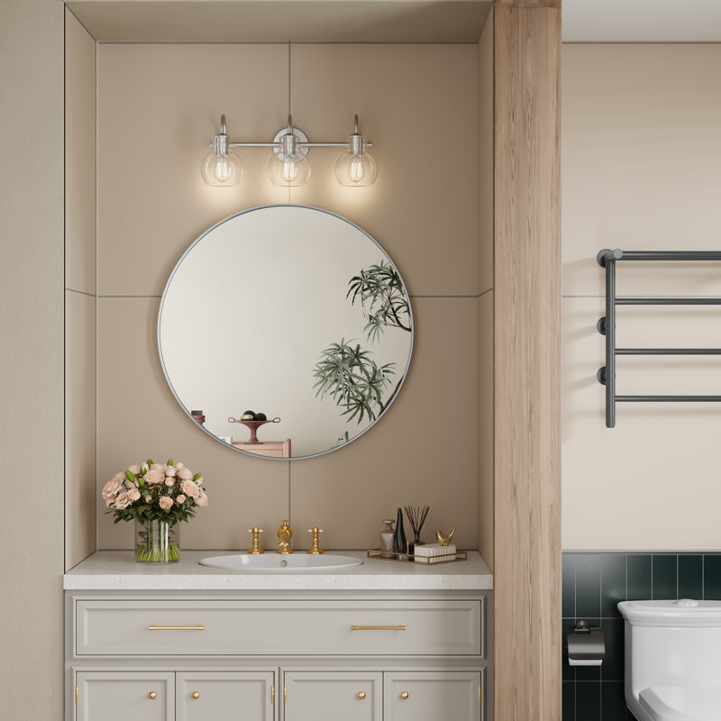 Miroir de salle de bain Morena, 24 po x 24 po, Argent argent