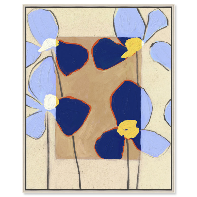 Blue Daisies Print by Oliver Gal, 21" H x 17" W, Silver Floater Frame