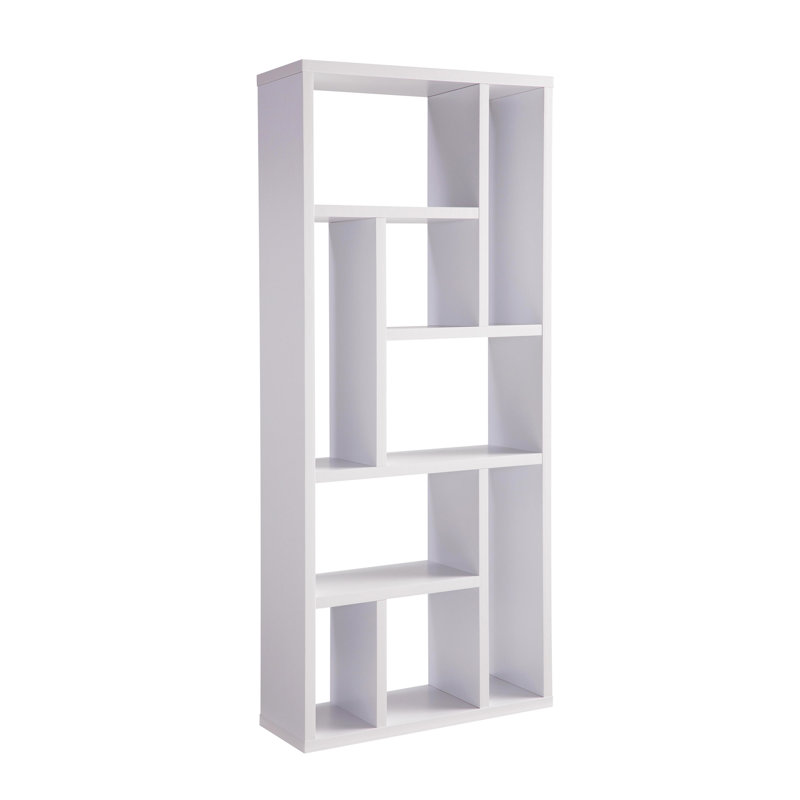 Bibliothèque contemporaine avec neuf tablettes - blanc