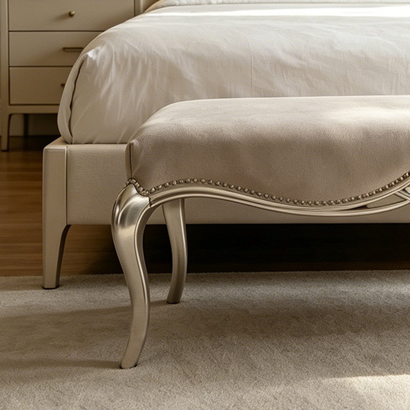 Banc en bois massif de style européen avec velours pour la chambre et le salon