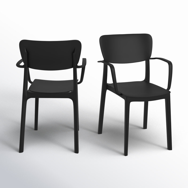 Chaise d'appoint empilable pour patio Farrah, Noir, noir, noir, noir