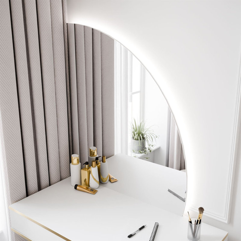 Dressing Table with Mirror, White