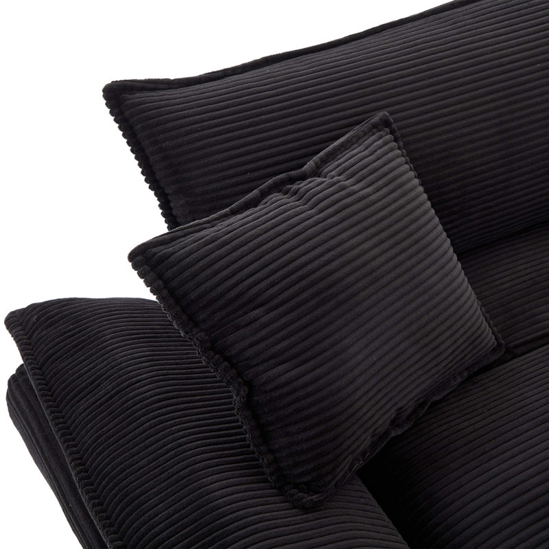 Causeuse-lit en velours Corduroy, Noir