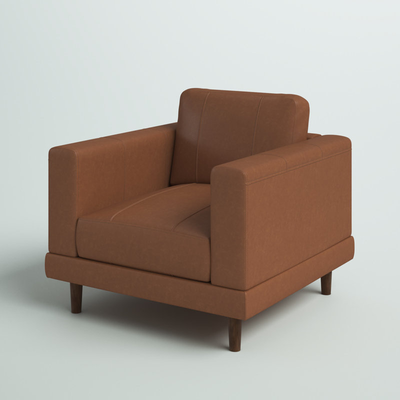 Fulks Upholstered Accent Chair, Tan Genuine Leather
