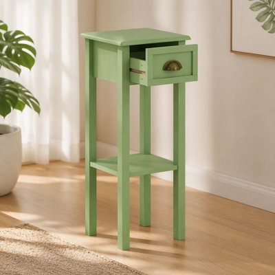 Table d'appoint à 2 niveaux avec tiroir et tablette ouverte, table de chevet monobloc