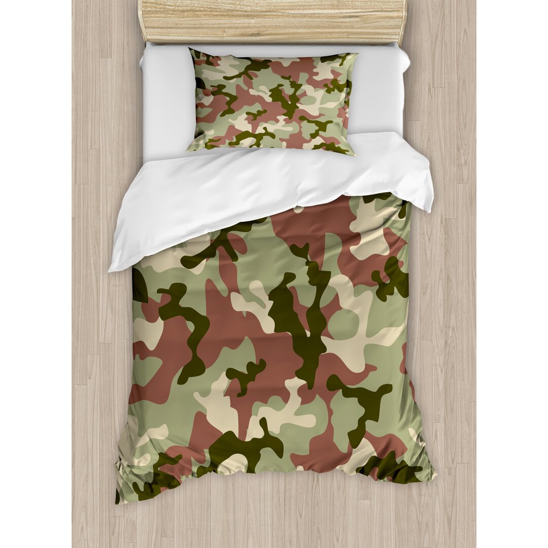 Bettbezug Set, Muster in Forest Farben, Camo, Dunkelgrün Armeegrün