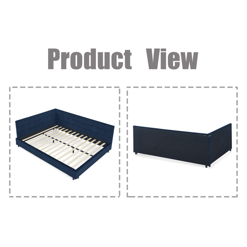 Ilko Queen Size Upholstered Tufted Bed Frame, Blue