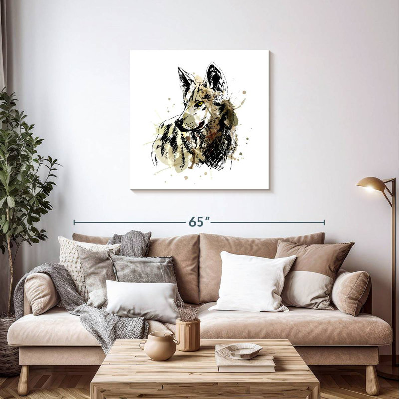 Crowle Grunge Alpha Wolf, 36" H x 36" W