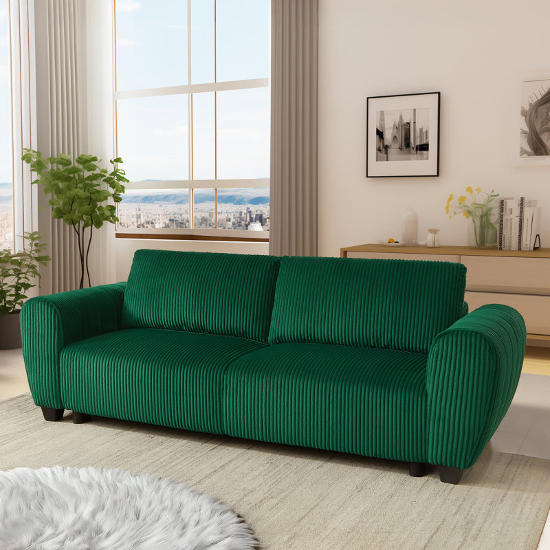 Elegant Corduroy 3-Seater Convertible Sleeper Sofa With Hidden Storage – A Versatile Addition To Your Home Decor, Green