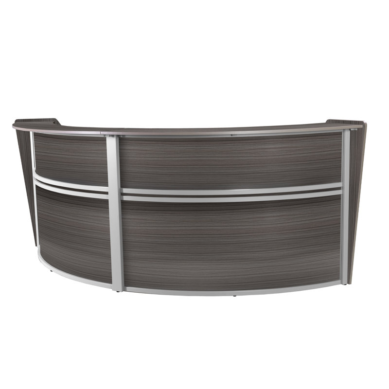 Neshelle Reception Curved Desk Workstation, 45.5" H x 143.5" W x 71" D, Driftwood Gray