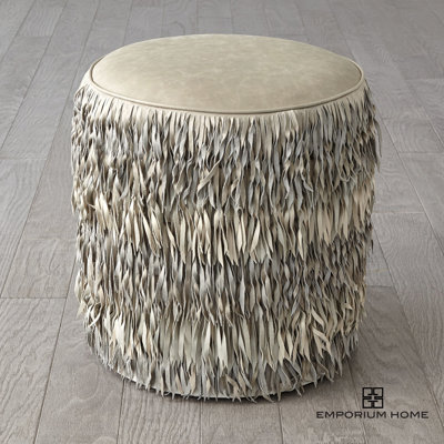 Emporium Home Round Leather Ottoman