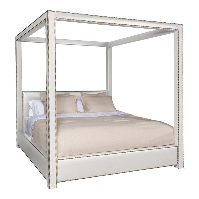 Eastwood By Thom Filicia Leather Four Poster Bed, Distinct Shroom, No, King