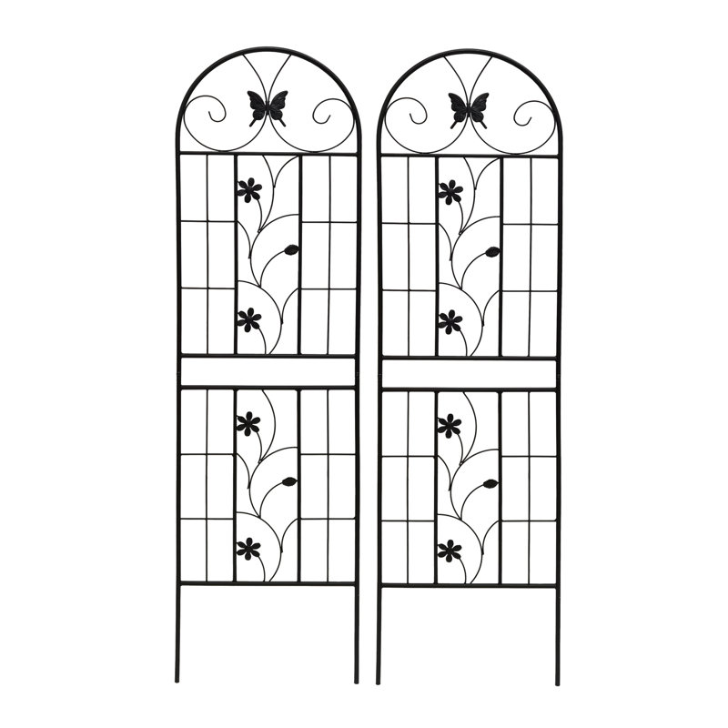 Ensemble de 2 treillis de jardin en métal 71 po x 19,7 po, rouille - extérieur pour lierre, noir, assemblage facile et structure robuste 71 po x 19,7 po, paquet, rouille - grimpeurs, fabrication sans effort