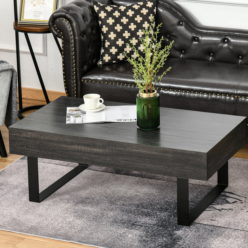 Table basse gris foncé avec tiroir de rangement et attrait moderne