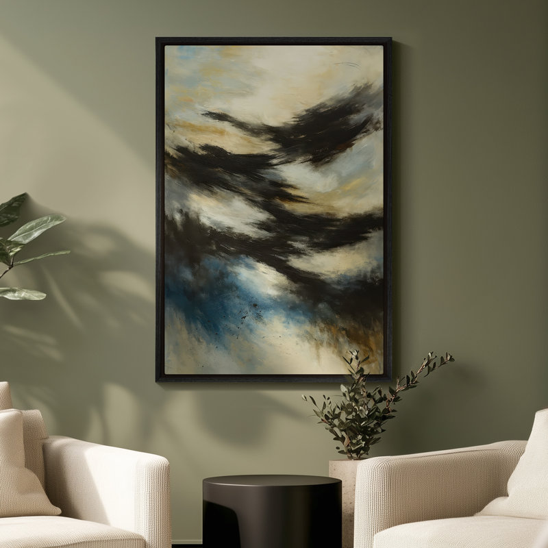 Art mural encadré, impressions murales abstraites rétro sur toile 16 po x 24 po, H 24 po x l 16 po, Noir