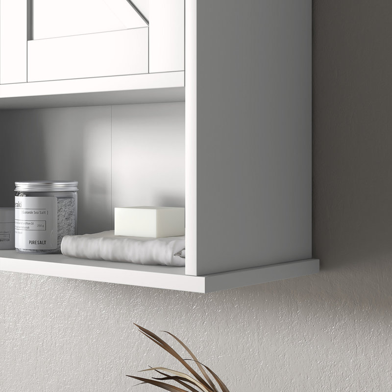 Kleankin Farmhouse Bathroom Wall Cabinet, White