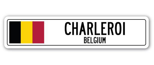 Plaque de rue Bocanegra, Charleroi, Belgique, H 7 po x l 30 po x P 1 po