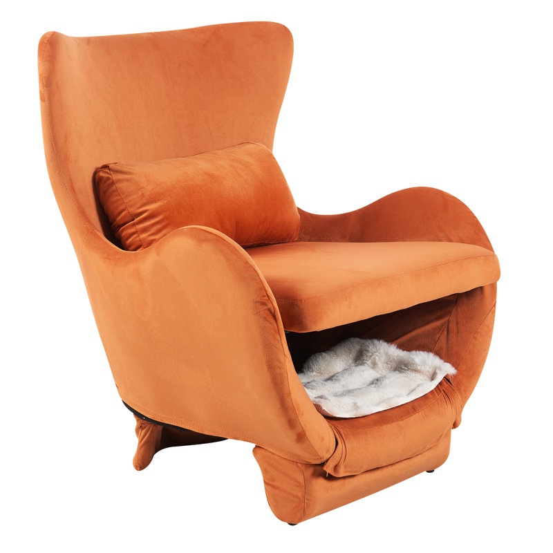 Fauteuil d'appoint en velours orange Pet, Orange