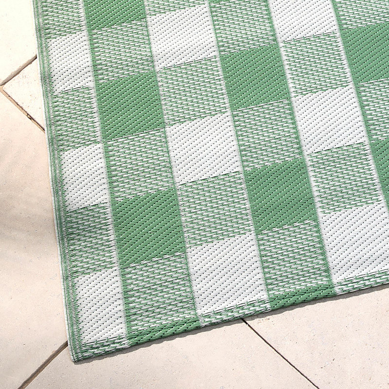D & D Gingham Outdoor Rug, Green
