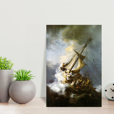 The Storm On The Sea Of Galilee Classic Abstract Coastal Ocean Wall Art Print by Rembrandt van Rijn - 1 Piece Wrapped Canvas Wall Art