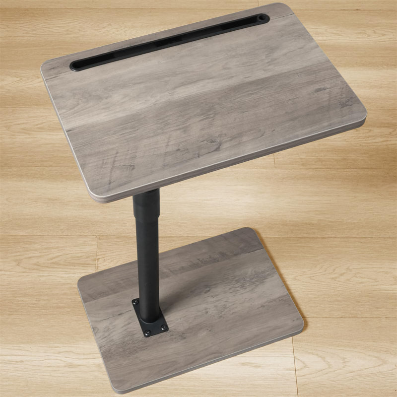 Sofa Armrest Tray Table, 360° Swivel Adjustable Height, Snack Side Table with Phone & Tablet Slot for Couch, Bed, Taupe