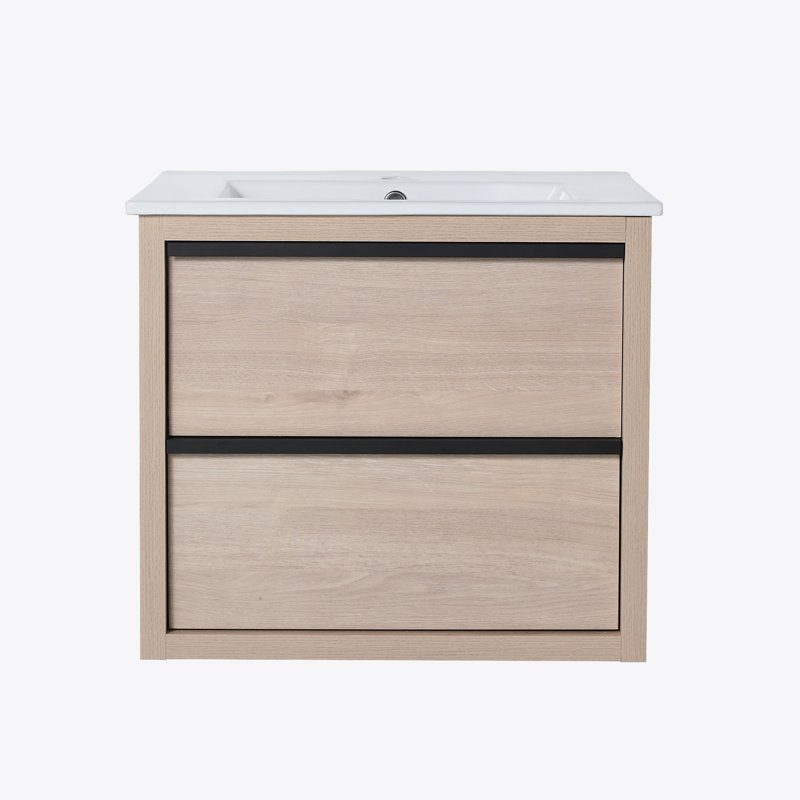 Meuble-lavabo 24 po avec 2 tiroirs à fermeture douce, lavabo en céramique blanche