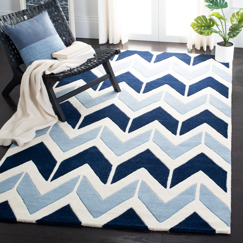 Deedie Hand Tufted Wool Chevron Rug, Rectangle 8' x 10'