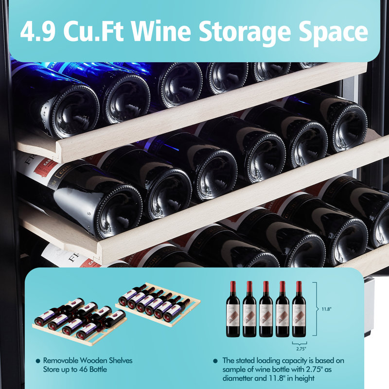 Kalamera 24" Stainless Steel Dual Zone Wine Refrigerator with LED Lighting