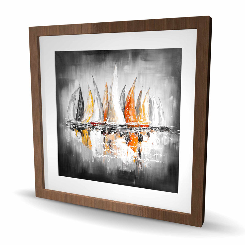 Sails on the Winds - Boat Living, reproduction encadrée, Brun, H 24 po x l 24 po