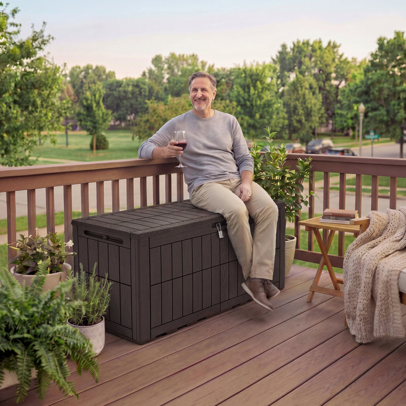 Boîte de rangement d'extérieur en résine Balconera, Brun