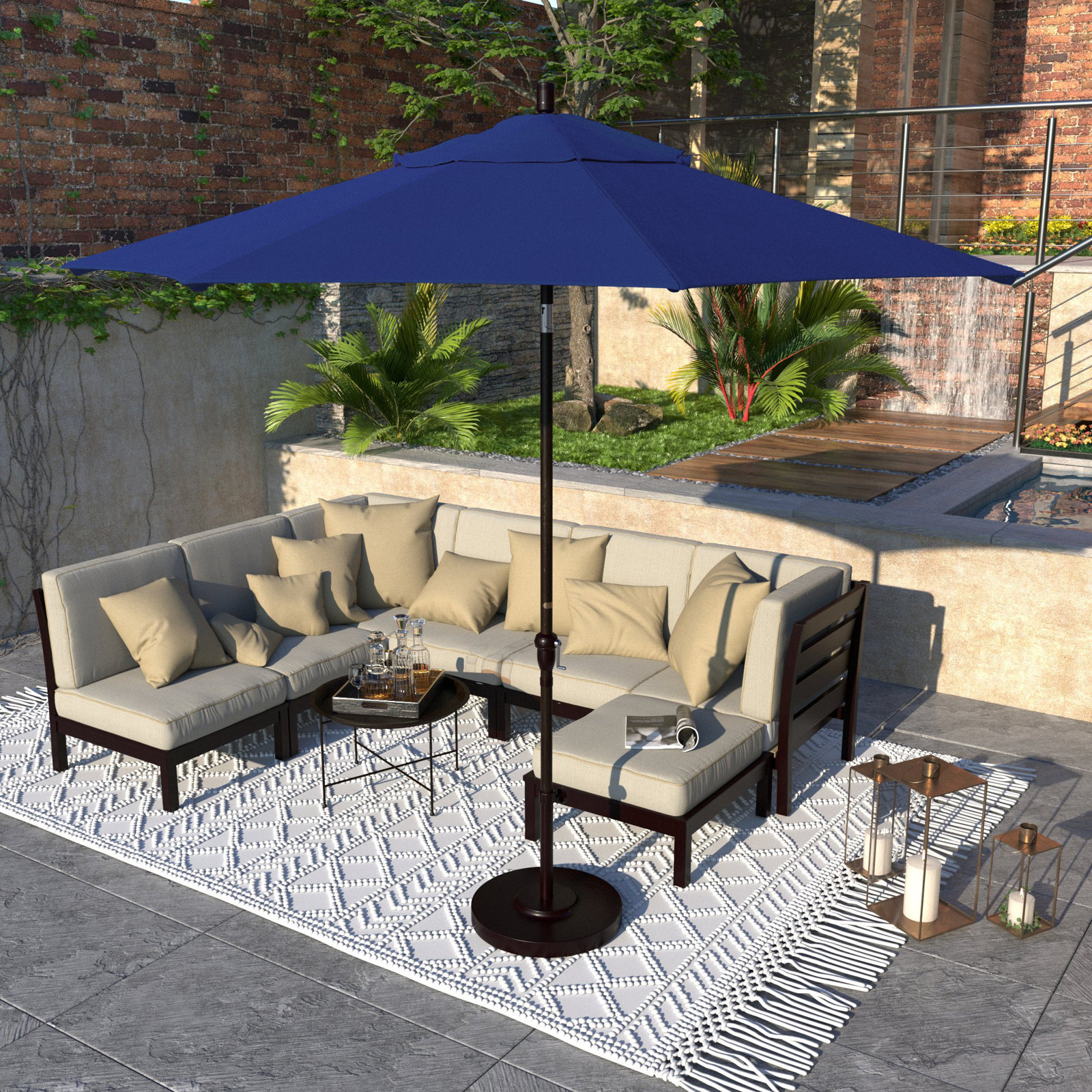 Camry 9' Sunbrella® Market Umbrella, Canvas Trueblue Sunbrella® Canvas