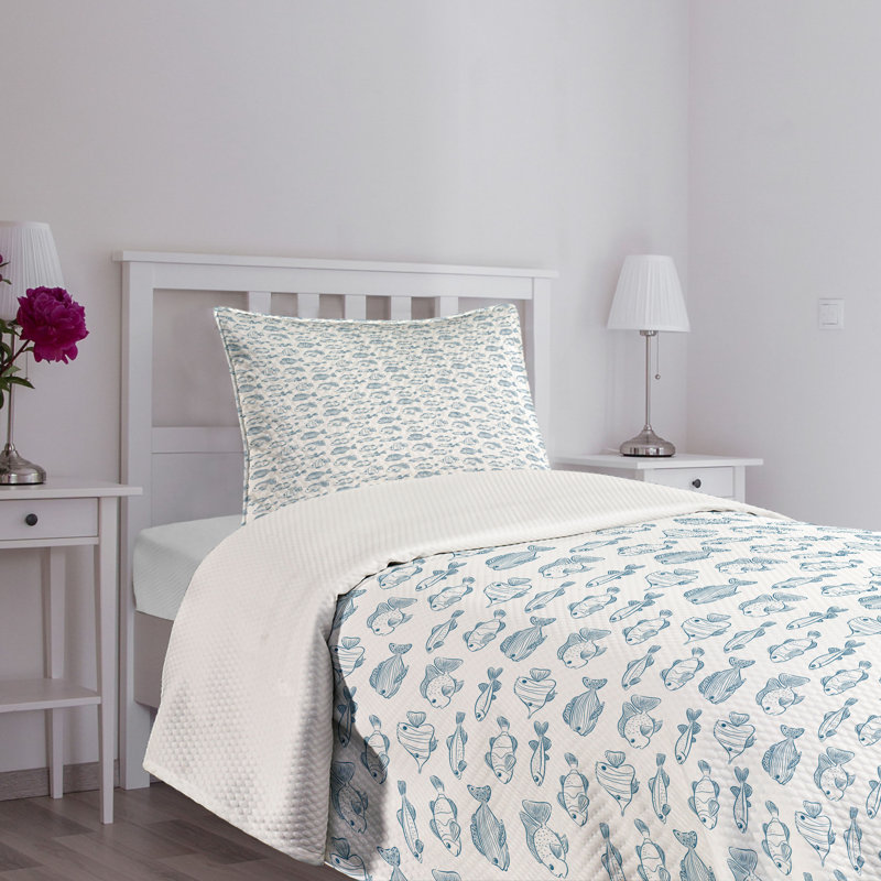 Twin White Quilted Bedspread Set with Pillow Sham