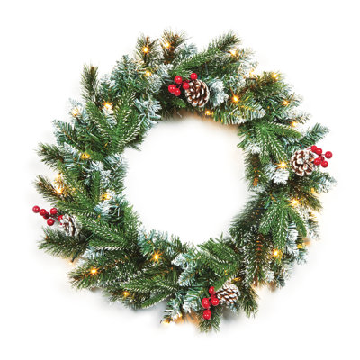 Faux Lighted 50cm Wreath