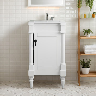 Modern Bathroom Vanity With Sink - Freestanding Small Space Storage Cabinet, Single Sink Cabinet With Adjustable Shelf