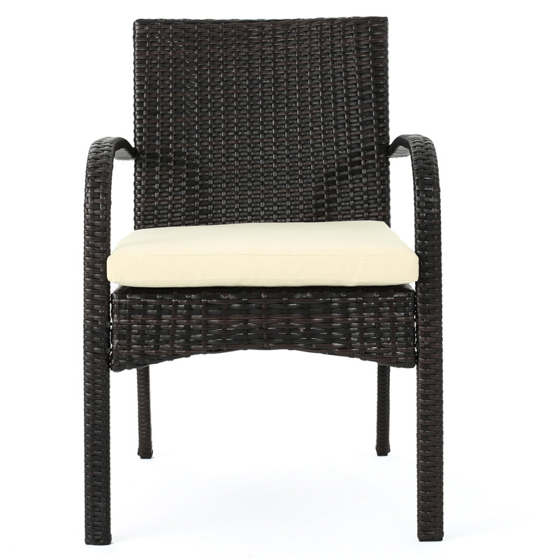 Brown + Beige Outdoor Dining Chair - Kd Pe , Water Cushion, - Resin Robust Iron & Aluminum Cushioned Seat, , And Frame