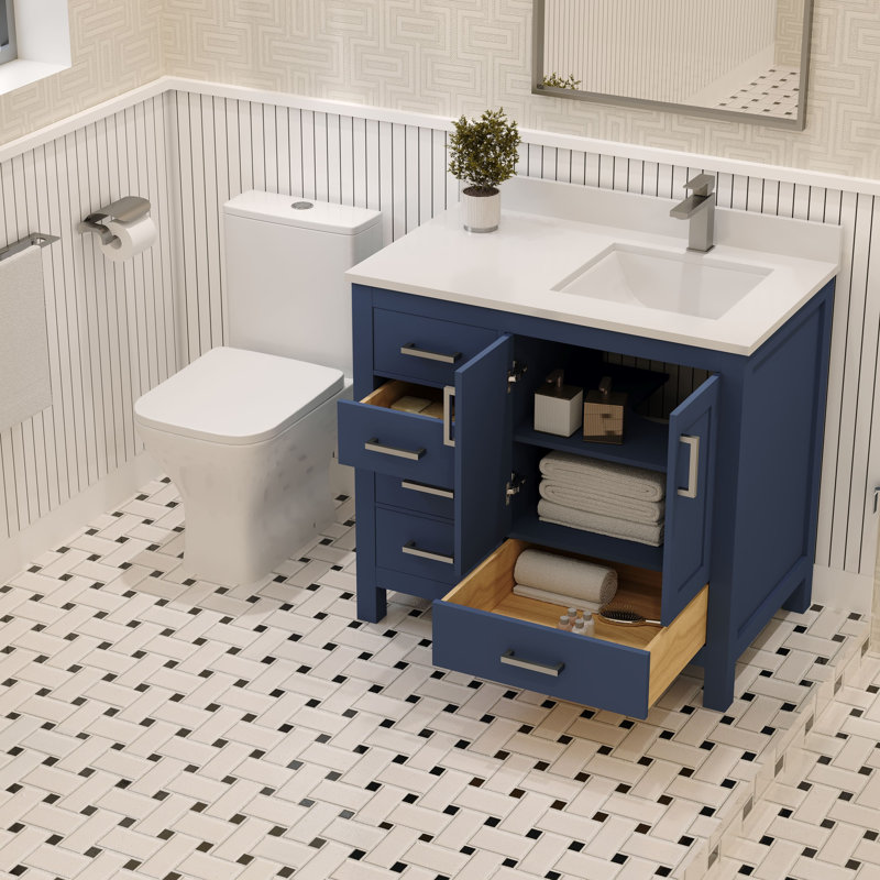 Base de meuble-lavabo simple 35 po Rooh, Bleu marine