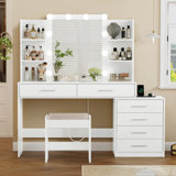 Bureau de coiffeuse avec miroir et lumières