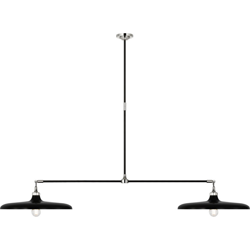 Piatto 63" Linear Pendant with Shade, Polished Nickel/Aged Iron