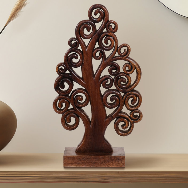 Mccaullie Tree of Life Wooden Sculpture with Intricate Carvings for Rustic and Modern Home Decor