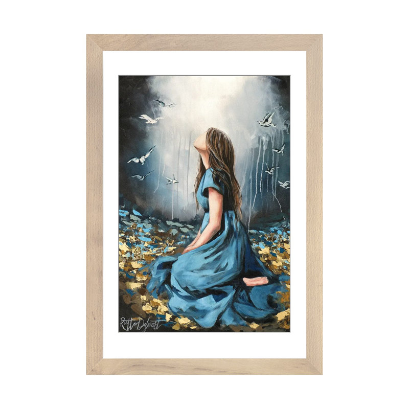 Sy Dra 'N Drome, H 24 po x l 16 po, Papier à cadre ouvert avec passe-partout, Beige